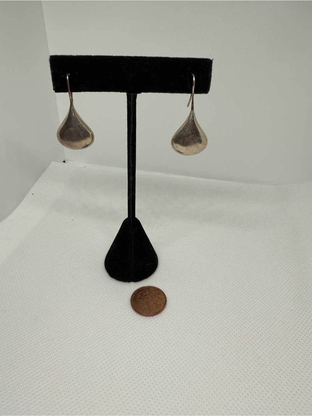 Sterling Silver Teardrop Dangle Earrings - Silver